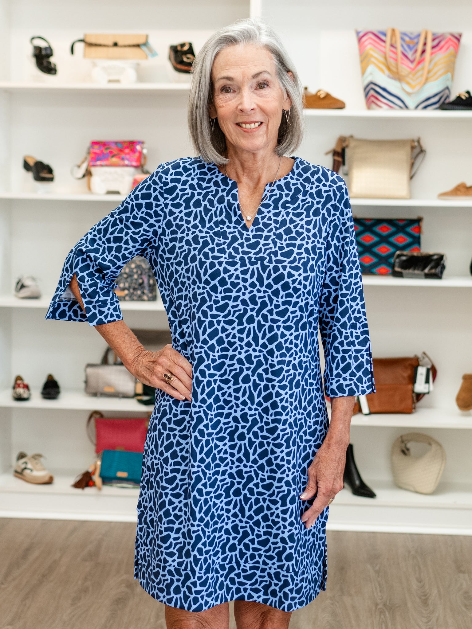 V-Neck Elbow Sleeve Travel Dress GFPN by Lulu B