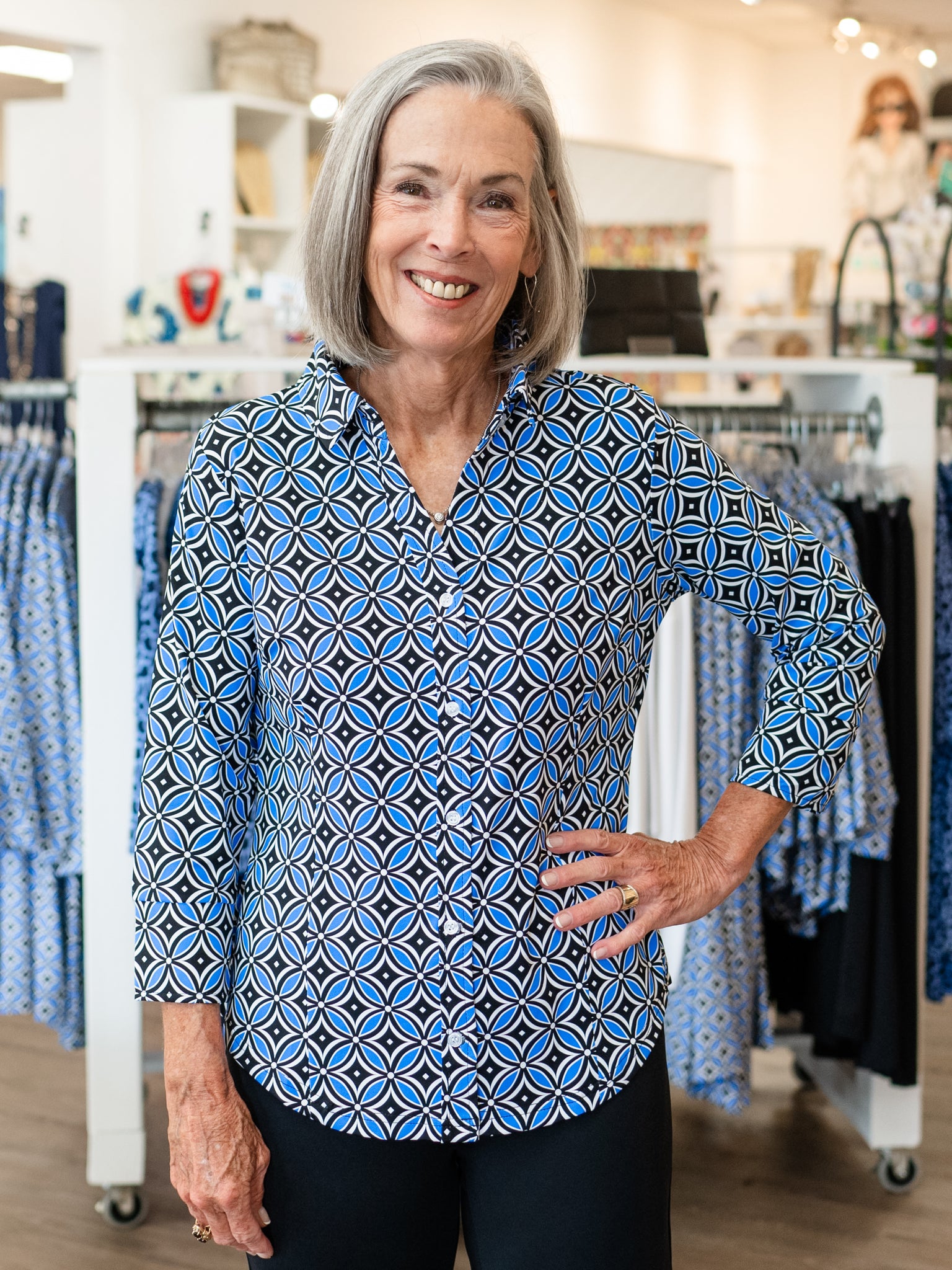 3/4 Sleeve Button Up GDSB by Lulu B