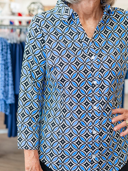 3/4 Sleeve Button Up GDSB by Lulu B
