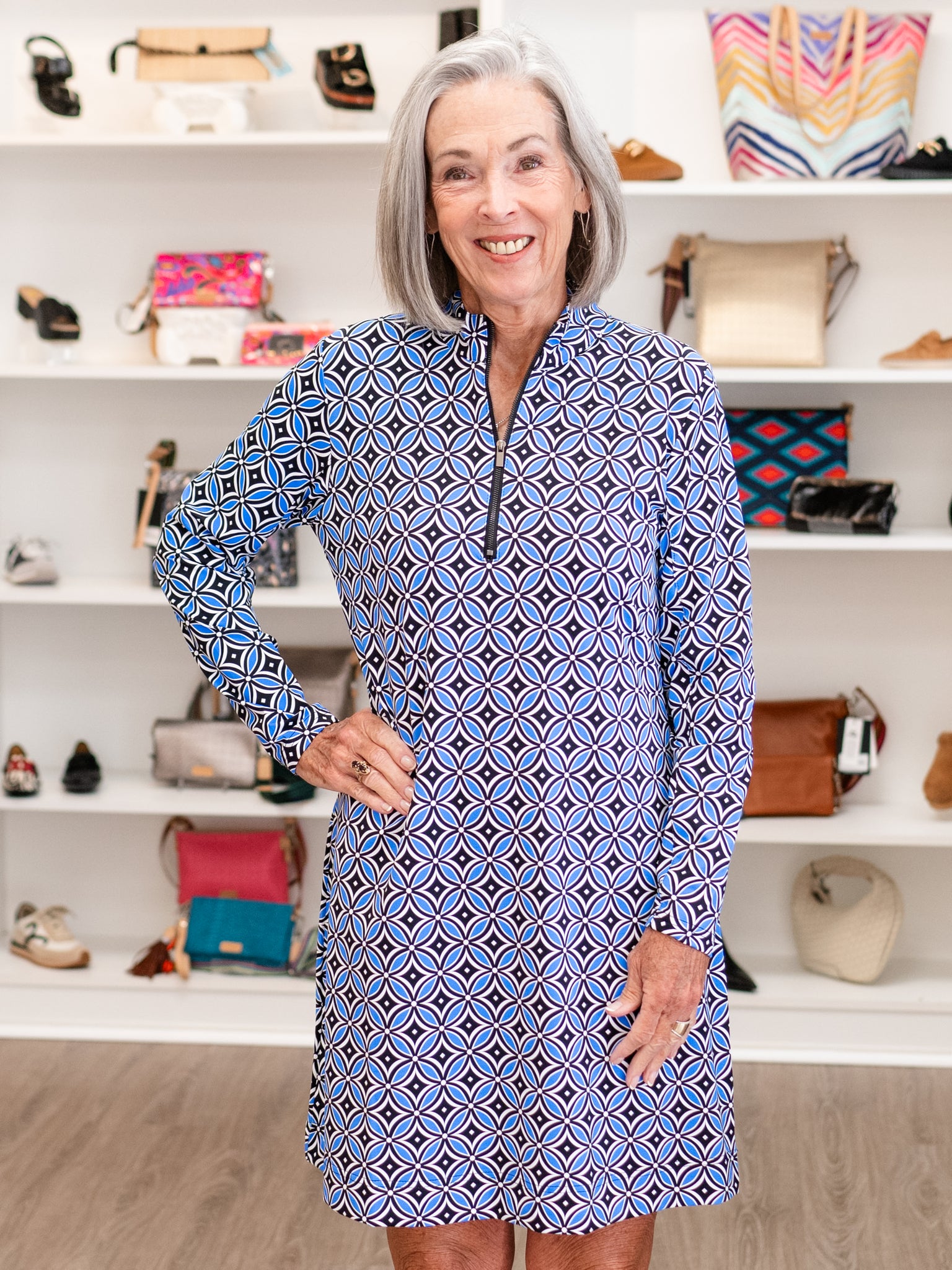 Geo Print Zip Dress GDSB by Lulu B