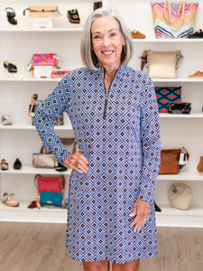 Geo Print Zip Dress GDSB by Lulu B