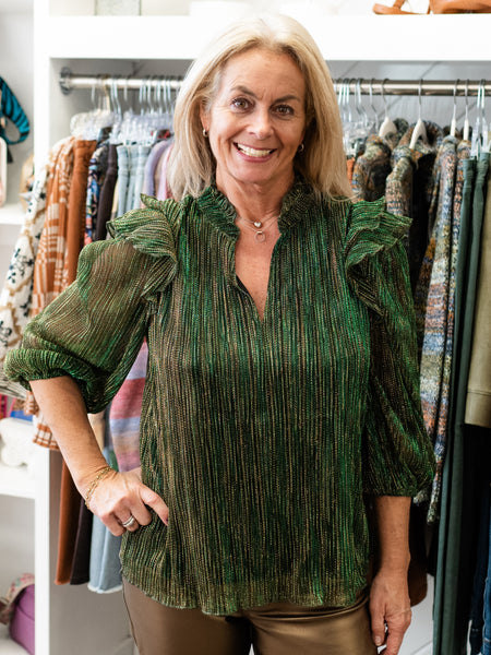 Senoviah Shiny Ruffle Blouse by Sugarlips