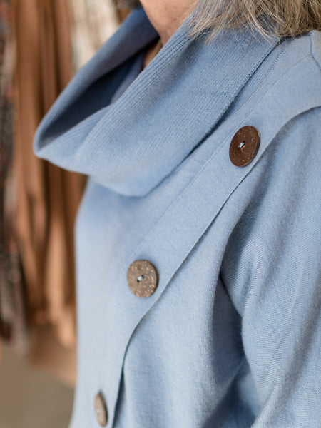 Asymmetrical Button Cowl-Neck Top by Lulu B