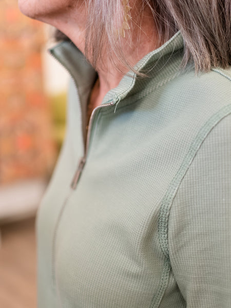 Zip Neck Everyday Dress Sage by Lulu B