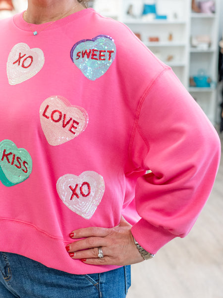 Millie Candy Hearts Sweatshirt by Mary Square