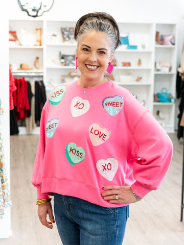 Millie Candy Hearts Sweatshirt by Mary Square