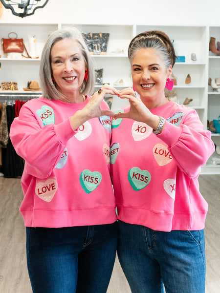 Millie Candy Hearts Sweatshirt by Mary Square