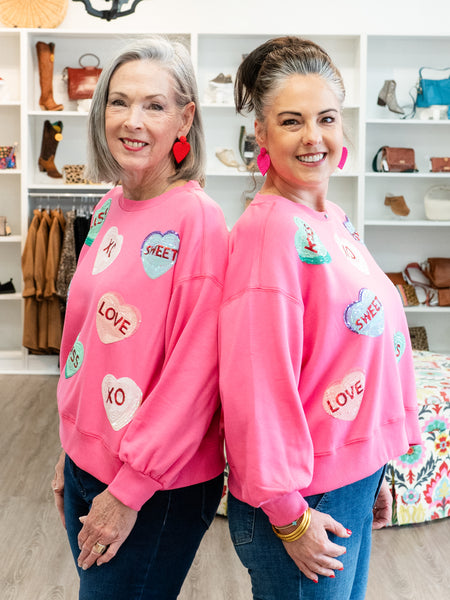 Millie Candy Hearts Sweatshirt by Mary Square