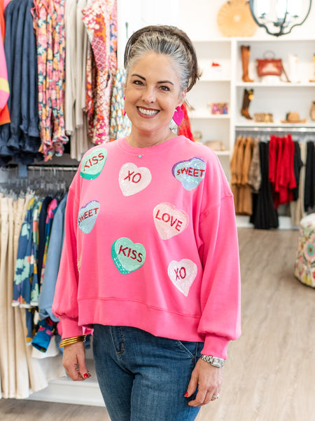 Millie Candy Hearts Sweatshirt by Mary Square