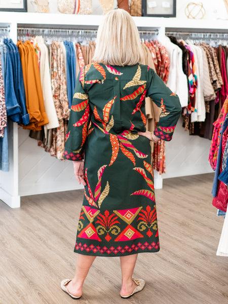 Eliza Dress Forest Stitch by Maude