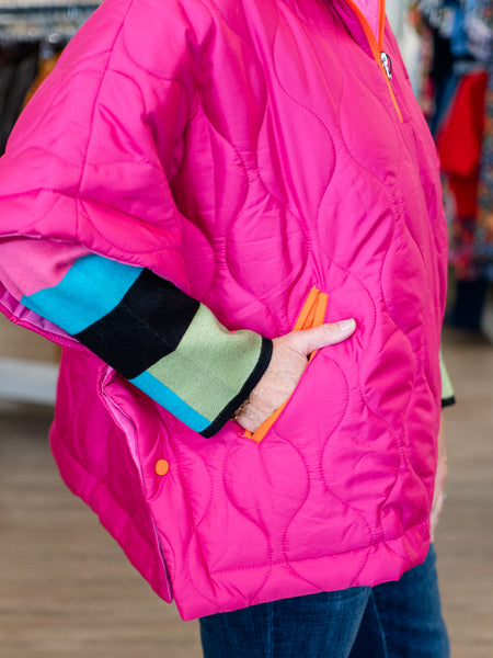 Quilted Short Sleeve Puffer Poncho by Coastal Couture