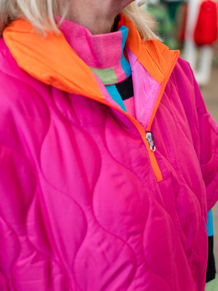 Quilted Short Sleeve Puffer Poncho by Coastal Couture