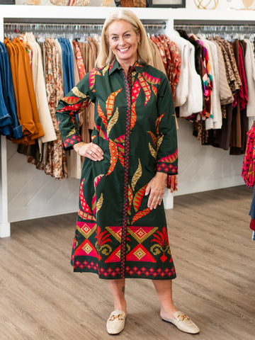 Eliza Dress Forest Stitch by Maude