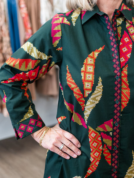 Eliza Dress Forest Stitch by Maude