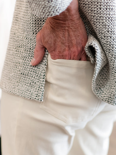 Solid Fine Line Twill Ankle Pant Winter White by Multiples