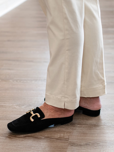 Solid Fine Line Twill Ankle Pant Winter White by Multiples