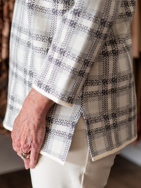 Plaid Textured Cowl-Neck Top by Multiples