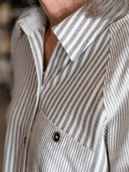 Block Stripe Pattern Cuffed Button Front Shirt by Multiples