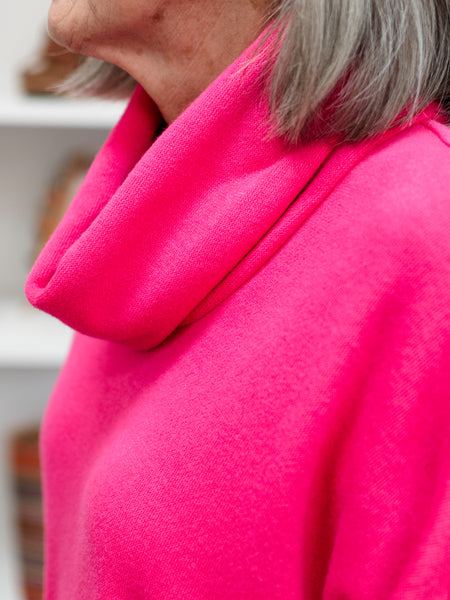 Cowl Neck Buttonback Tunic Fuchsia by Boho Chic