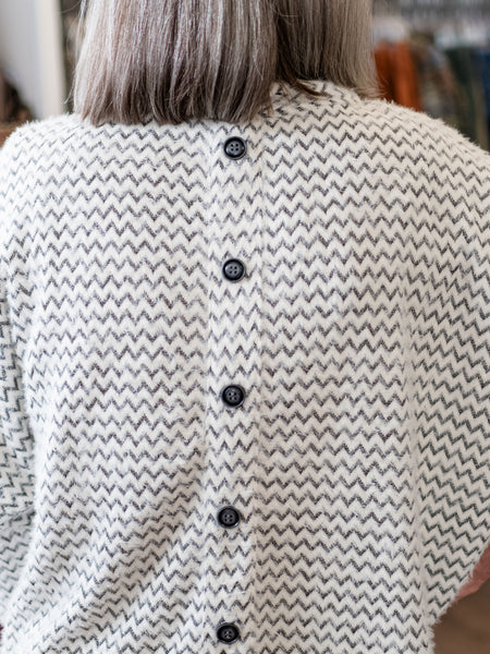 Chevron Drop Shoulder Top Off White by Boho Chic