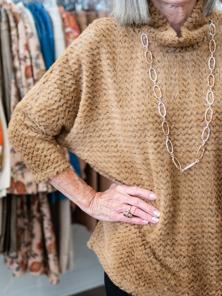 Chevron Drop Shoulder Top Taupe by Boho Chic