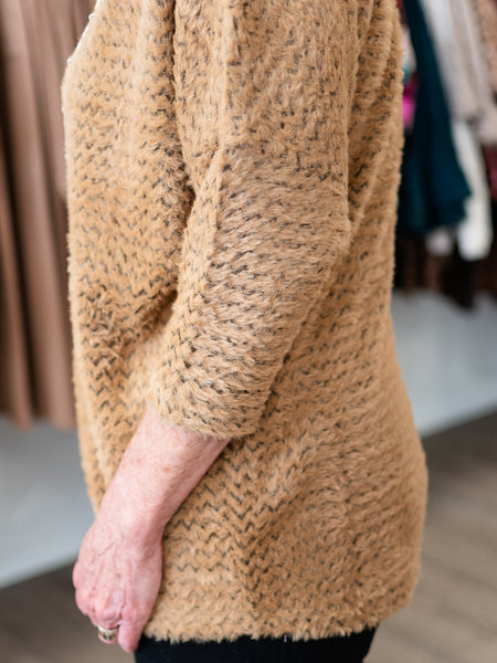 Chevron Drop Shoulder Top Taupe by Boho Chic