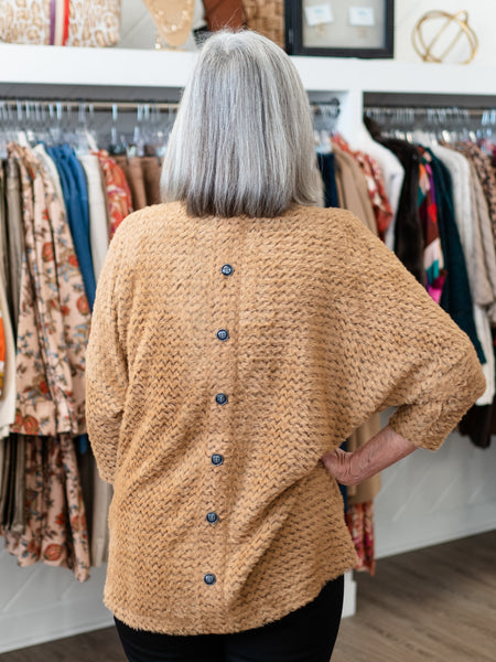 Chevron Drop Shoulder Top Taupe by Boho Chic