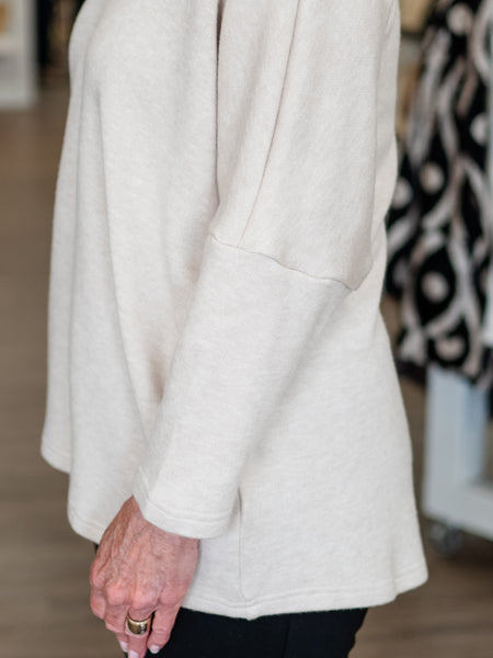 Cowl Neck Buttonback Tunic Beige by Boho Chic