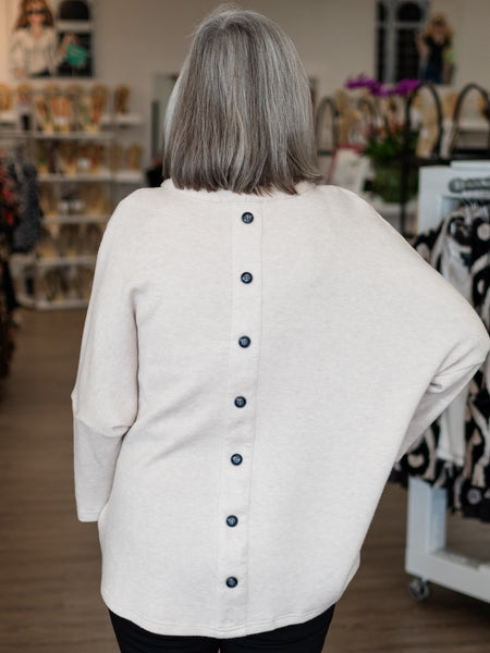 Cowl Neck Buttonback Tunic Beige by Boho Chic