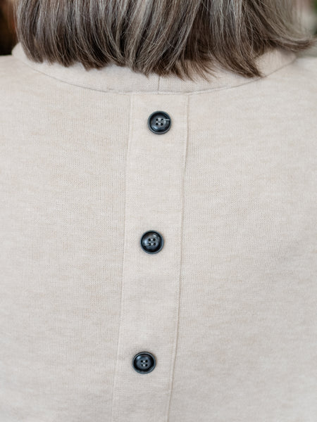 Cowl Neck Buttonback Tunic Beige by Boho Chic