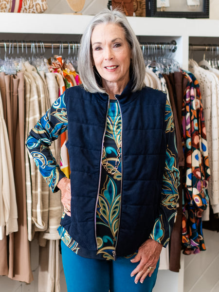 Quilted Knit Vest Midnight by Multiples