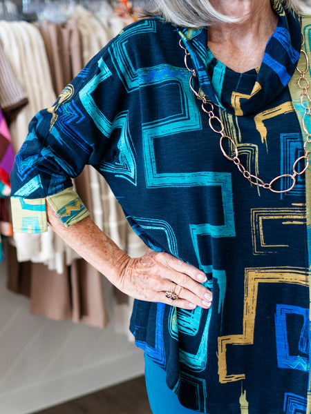 Print Slub Knit Turtleneck by Multiples