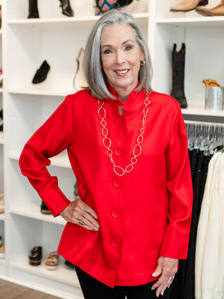 Shimmer Button Front Jacket by Multiples