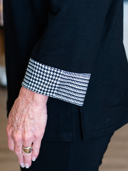 Zip Collar Top Black by Multiples