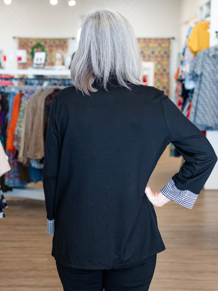 Zip Collar Top Black by Multiples