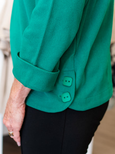 Rib Knit Turtleneck Top Evergreen by Multiples