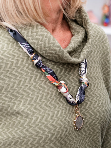 Cowl Neck Buttonback Tunic Olive by Boho Chic