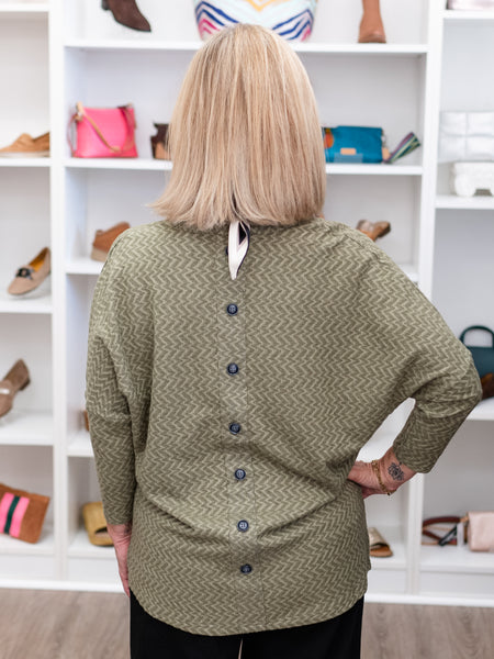 Cowl Neck Buttonback Tunic Olive by Boho Chic