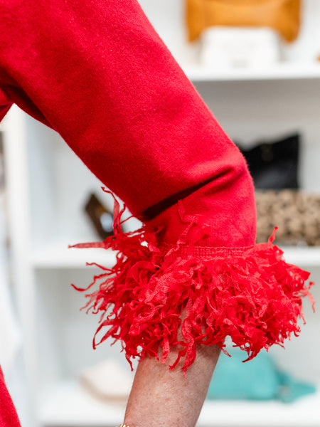 Fancy Fringe Top Christmas Red by Lulu B