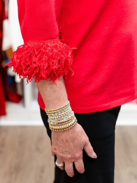 Fancy Fringe Top Christmas Red by Lulu B