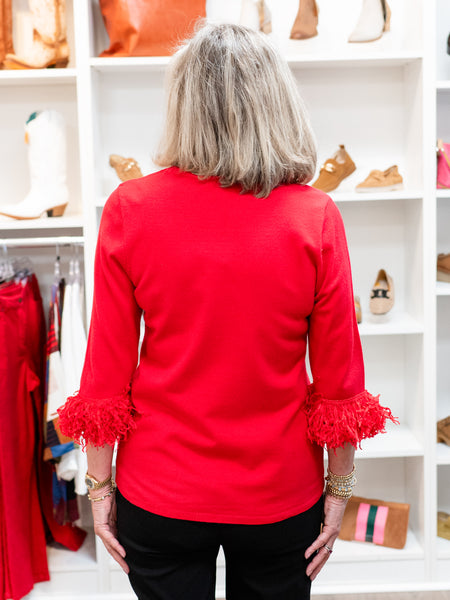 Fancy Fringe Top Christmas Red by Lulu B