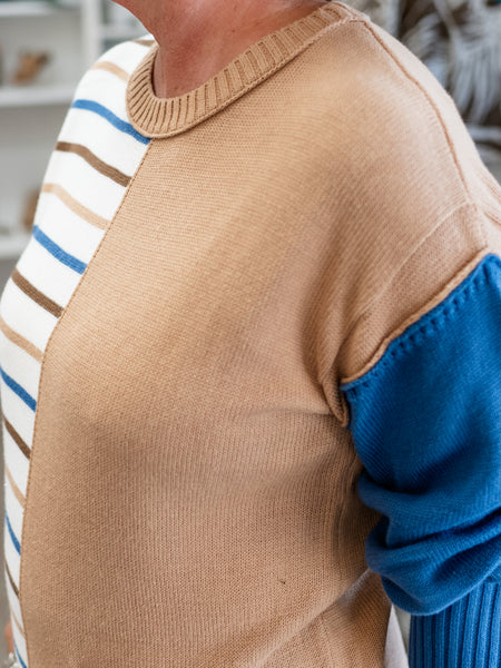 Crewneck Striped Knit Top by Multiples