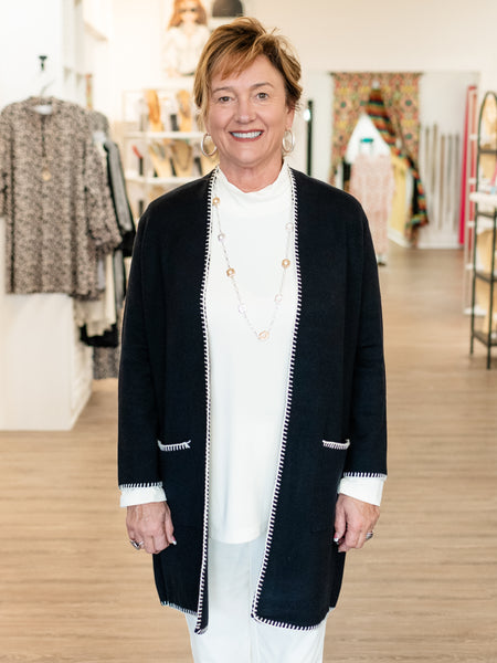 3/4 Sleeve Blanket Stitch Cardigan by Multiples