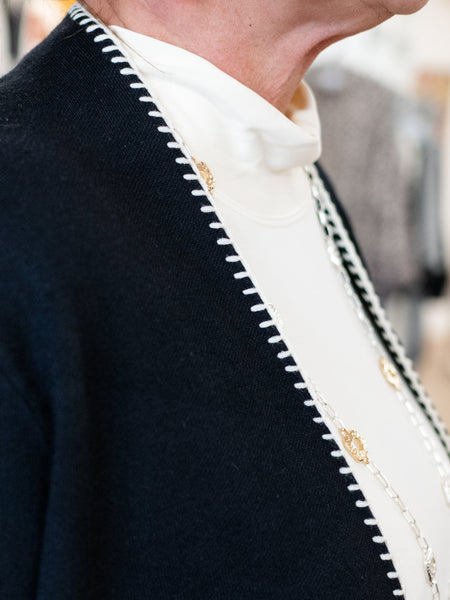 3/4 Sleeve Blanket Stitch Cardigan by Multiples