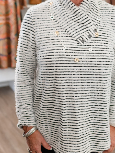 Shirred Collar Rib Knit Top by Multiples