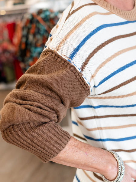 Crewneck Striped Knit Top by Multiples