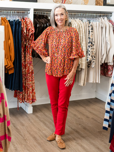 Pleated Printed Georgette Top by Multiples