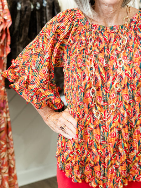 Pleated Printed Georgette Top by Multiples