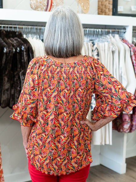 Pleated Printed Georgette Top by Multiples