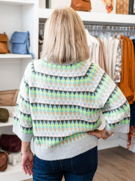 3/4 Sleeve Diamond Sweater by Zaket & Plover